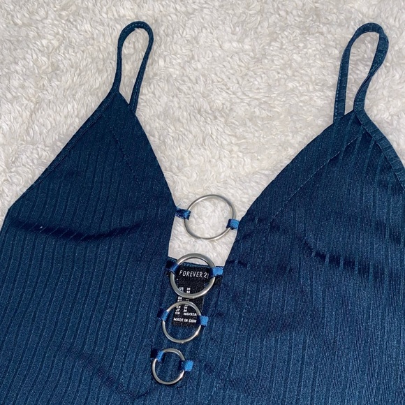Blue Ribbed Bodysuit - Picture 2 of 3